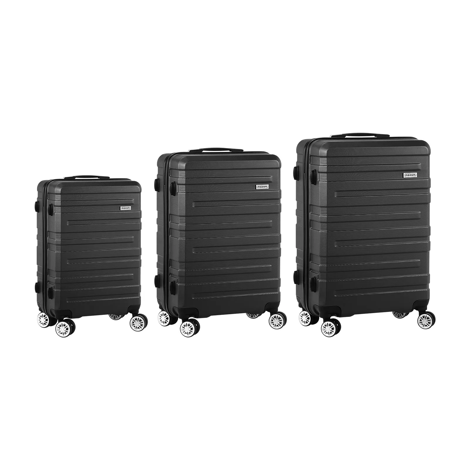 Mazam 3PCS Luggage Suitcase Trolley Set Travel TSA Lock Storage Hard Case Black