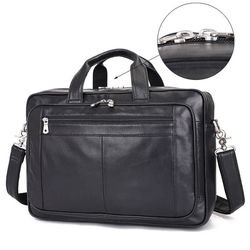 Men's Large Capacity Leather Laptop Bag – Ideal for Business Travel