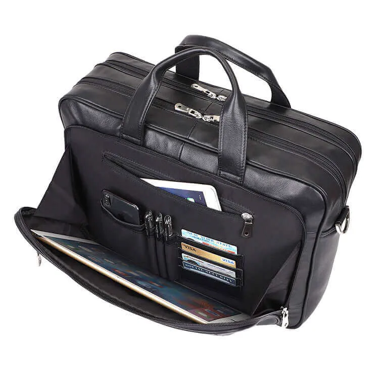 Men's Large Capacity Leather Laptop Bag – Ideal for Business Travel