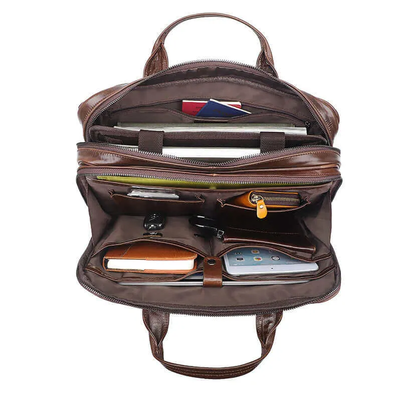 Men's Premium Leather Laptop Bag - Style & Functionality