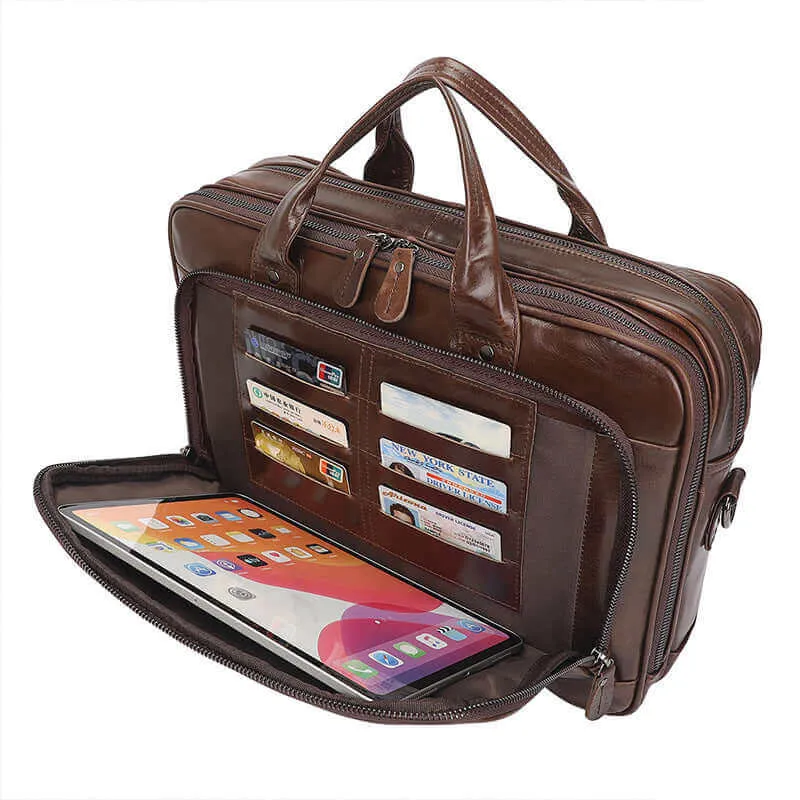 Men's Premium Leather Laptop Bag - Style & Functionality