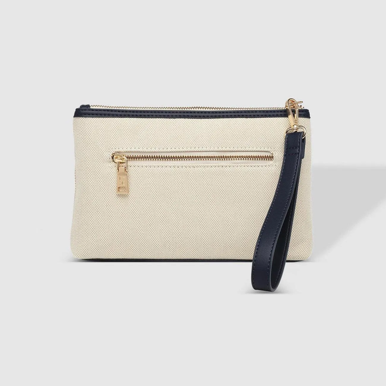 Mimi Canvas Clutch | Cream/Sky Blue