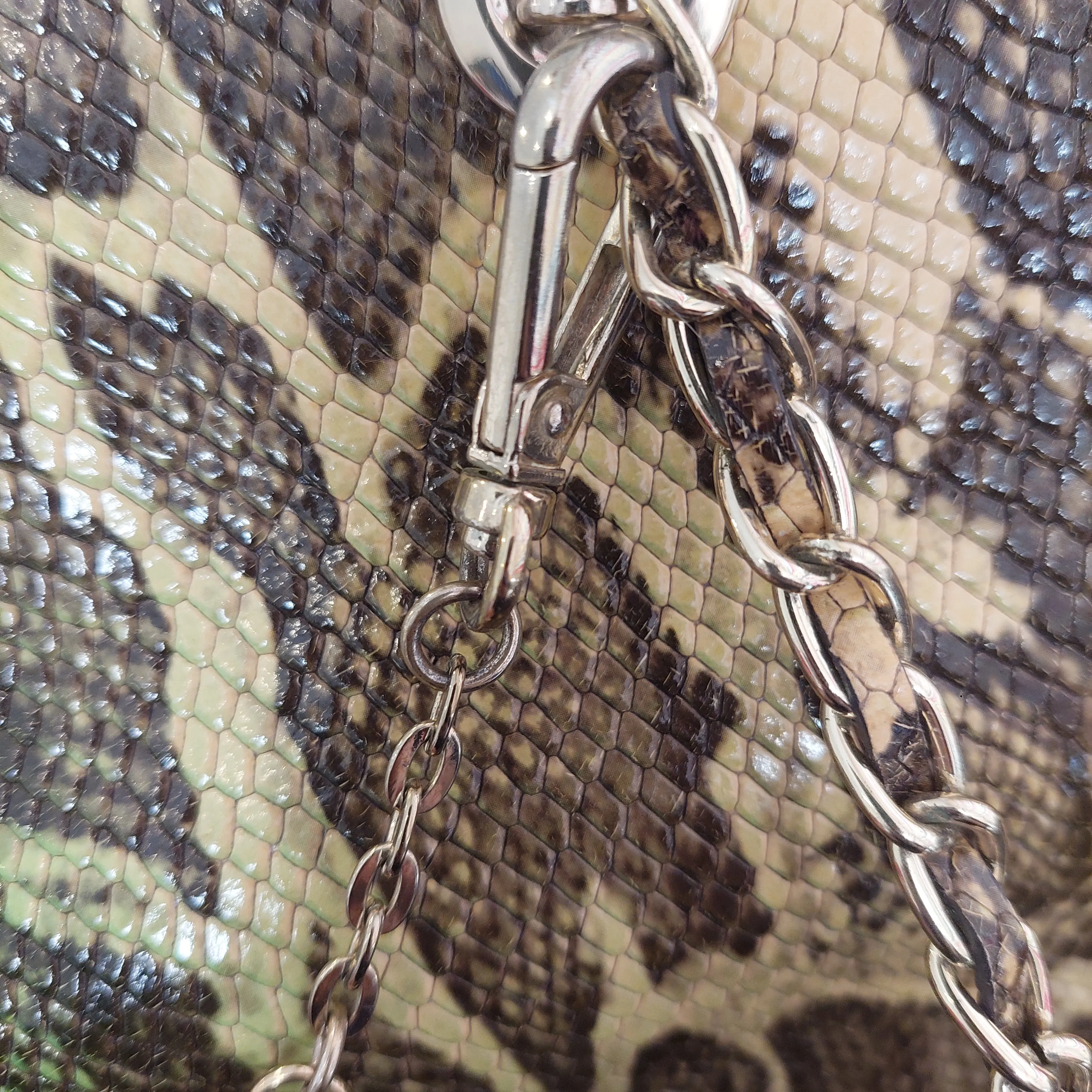 Pre-Loved Treasures - DKNY Green Snake print Leather Shoulder Bag