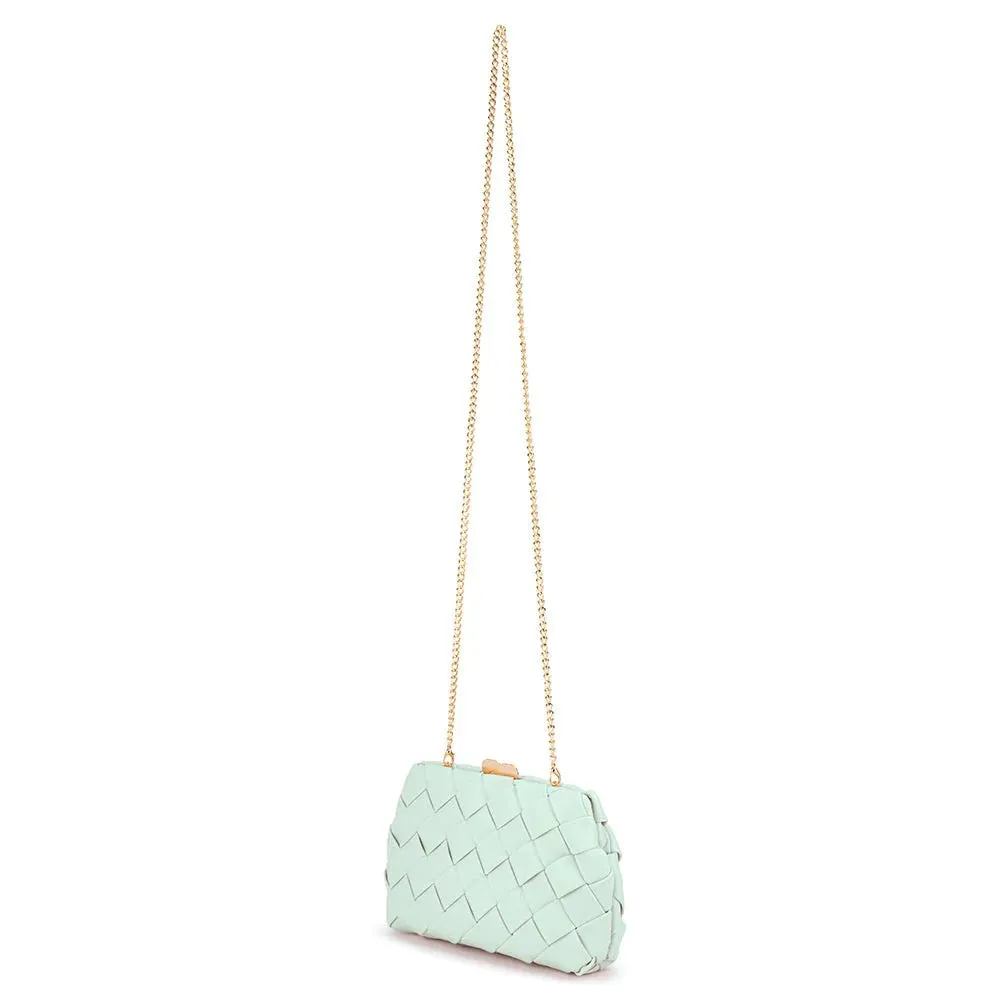 Quinn Woven Clutch in Mint