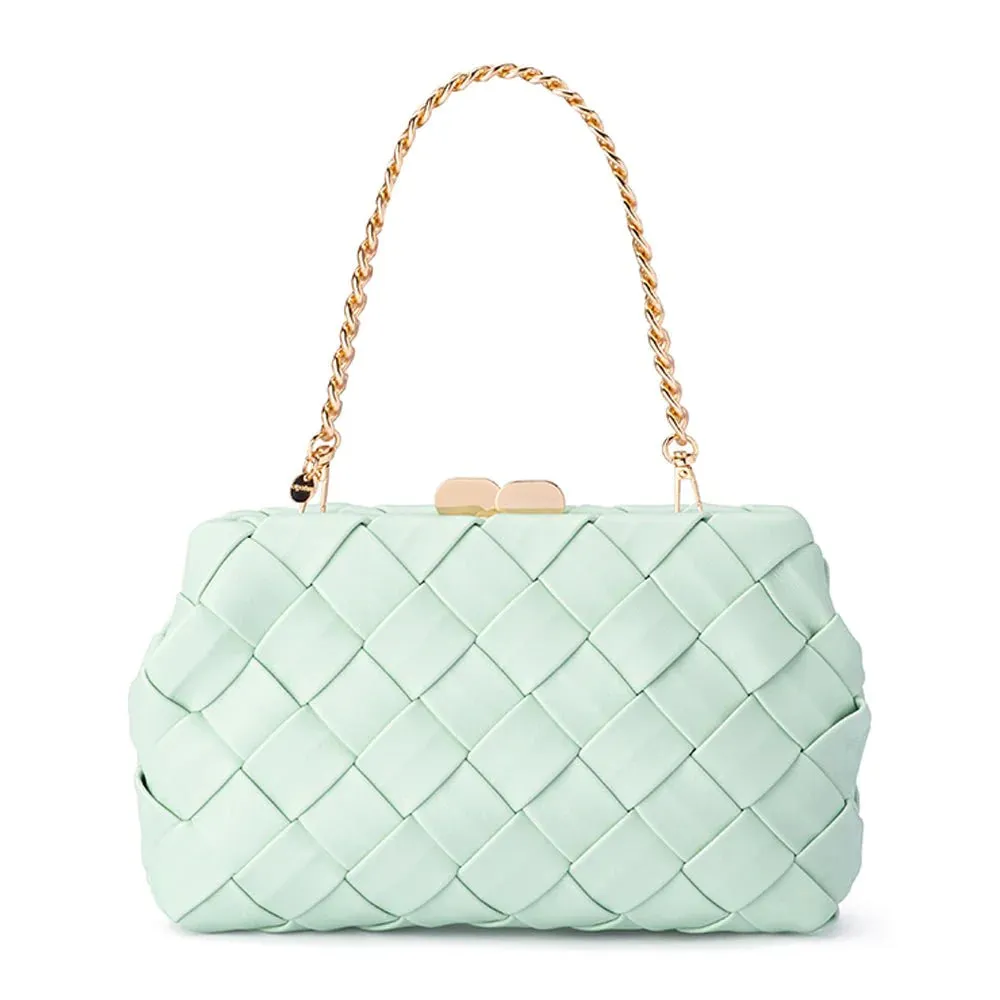 Quinn Woven Clutch in Mint