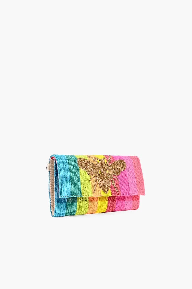 Rainbow Bee Beaded Clutch