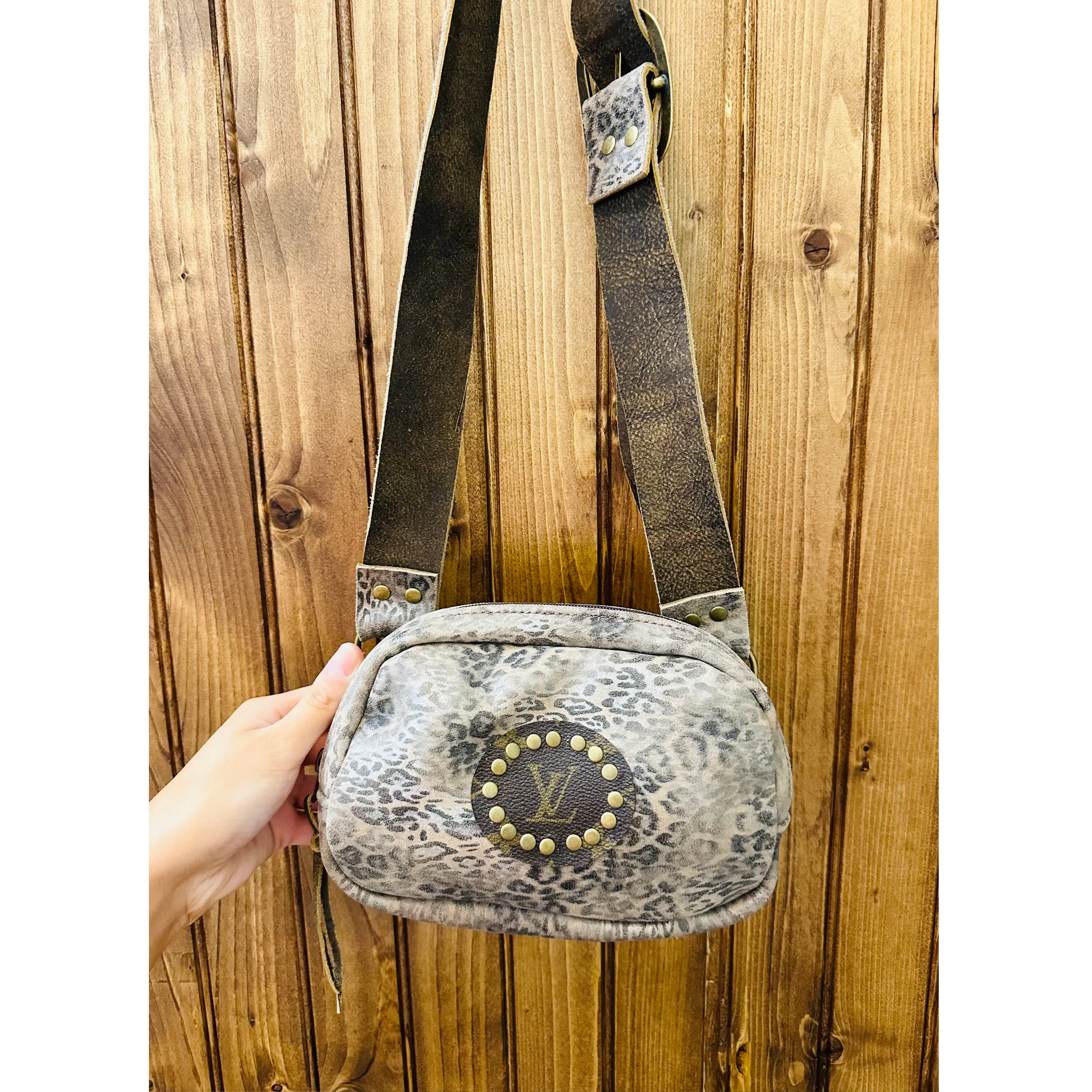 Small Upcycled LV Half Moon Bag