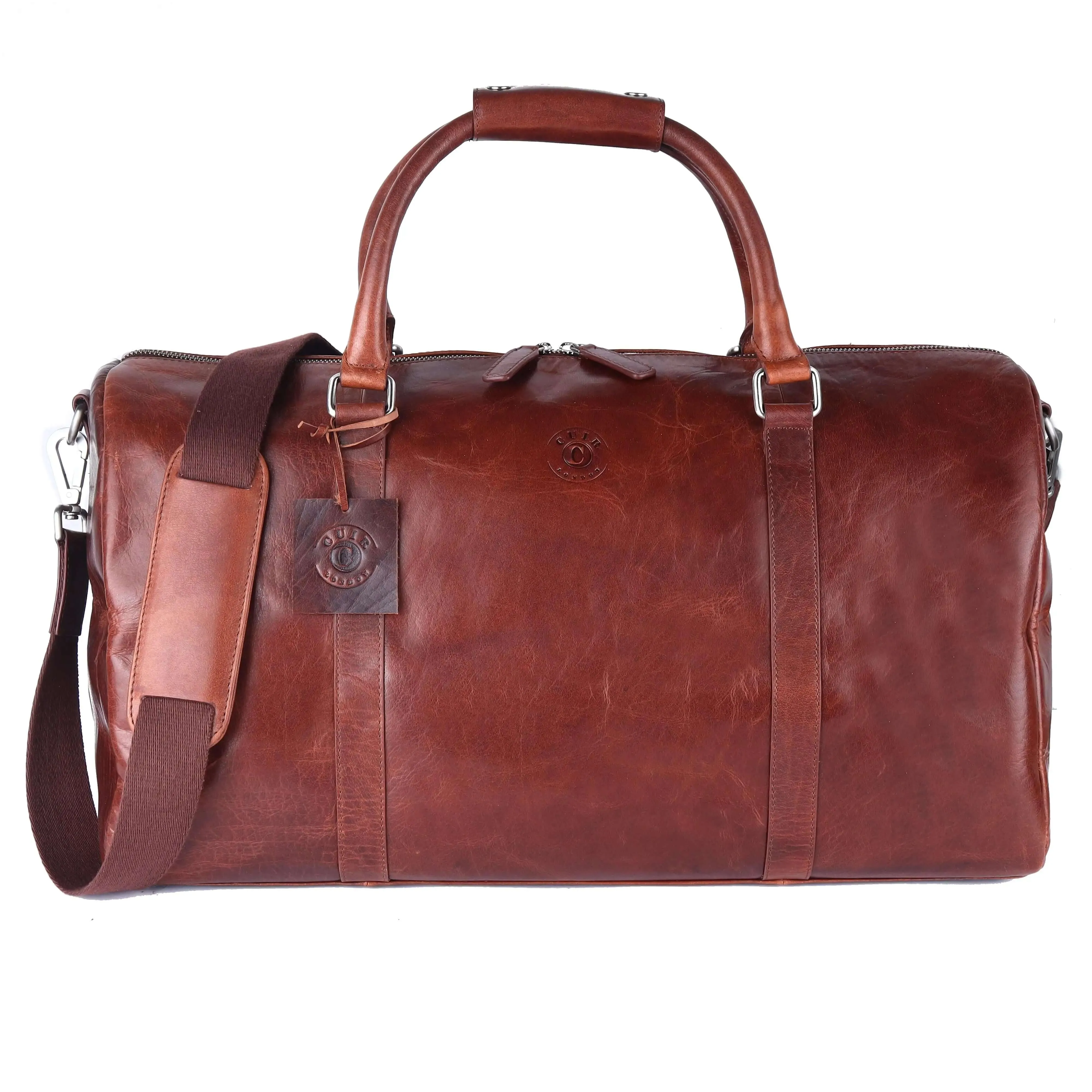 Stylish Genuine Leather Light Brown Weekend Bag | Travel Duffle for Short Getaways