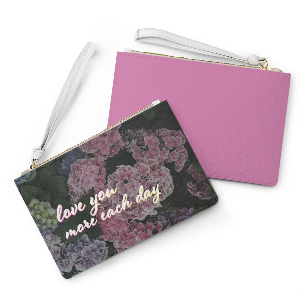 Sweet Floral Design Vegan Zipped Clutch Bag