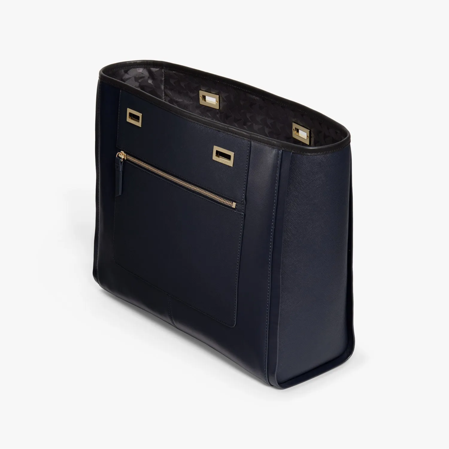 The Seville Prima Shell - Nappa & Saffiano Leather - Deep Navy / Gold / Black