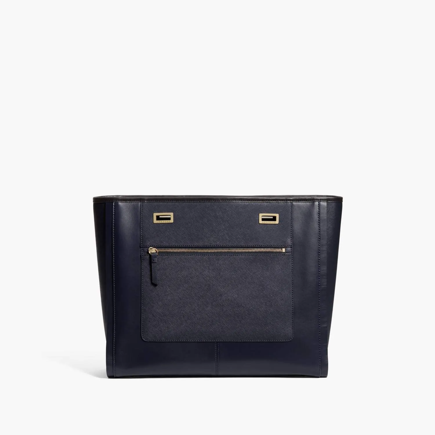 The Seville Prima Shell - Nappa & Saffiano Leather - Deep Navy / Gold / Black