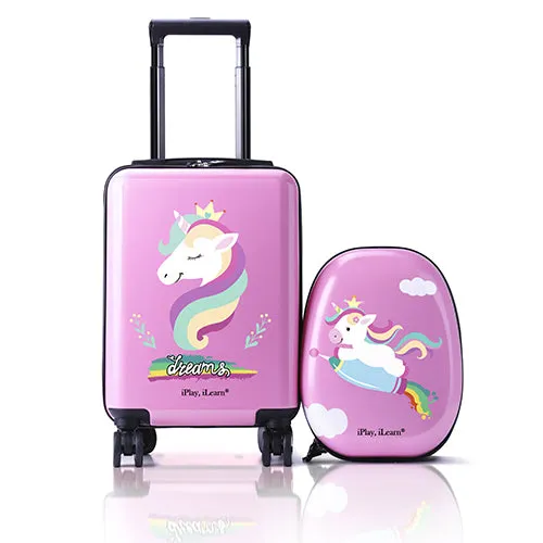 Unicorn Kids Rolling Luggage Set Girls Carry on Suitcase