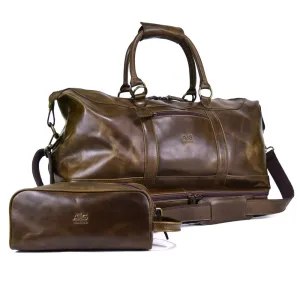 Weekender Bag with shoe compartment in Chocolate color Leather - Professional Players Favorite