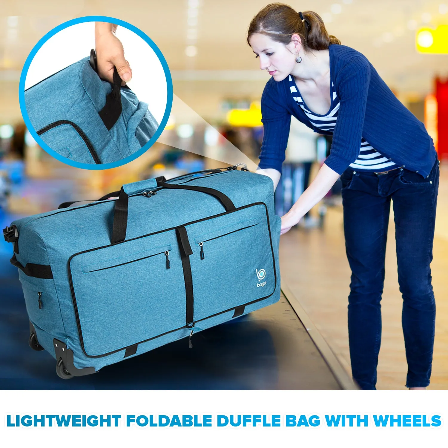 Wheeled Duffle Bag Luggage - 100L Large Rolling Duffel Bag 30 inch Folding Duffle Bag