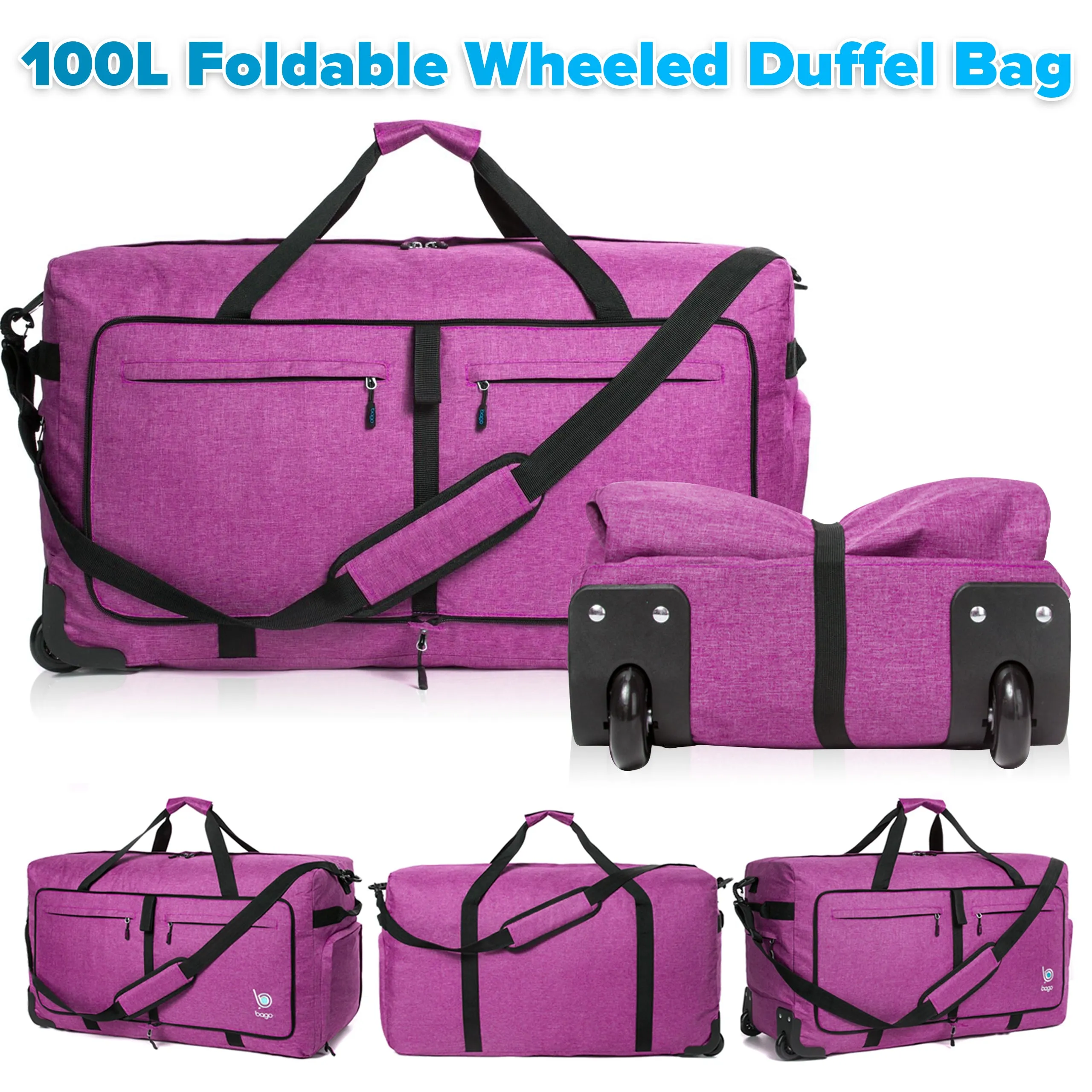 Wheeled Duffle Bag Luggage - 100L Large Rolling Duffel Bag 30 inch Folding Duffle Bag