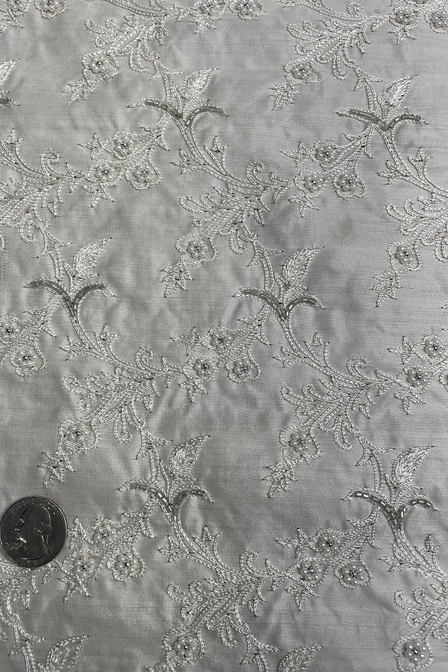 White Embroidery Beading on White