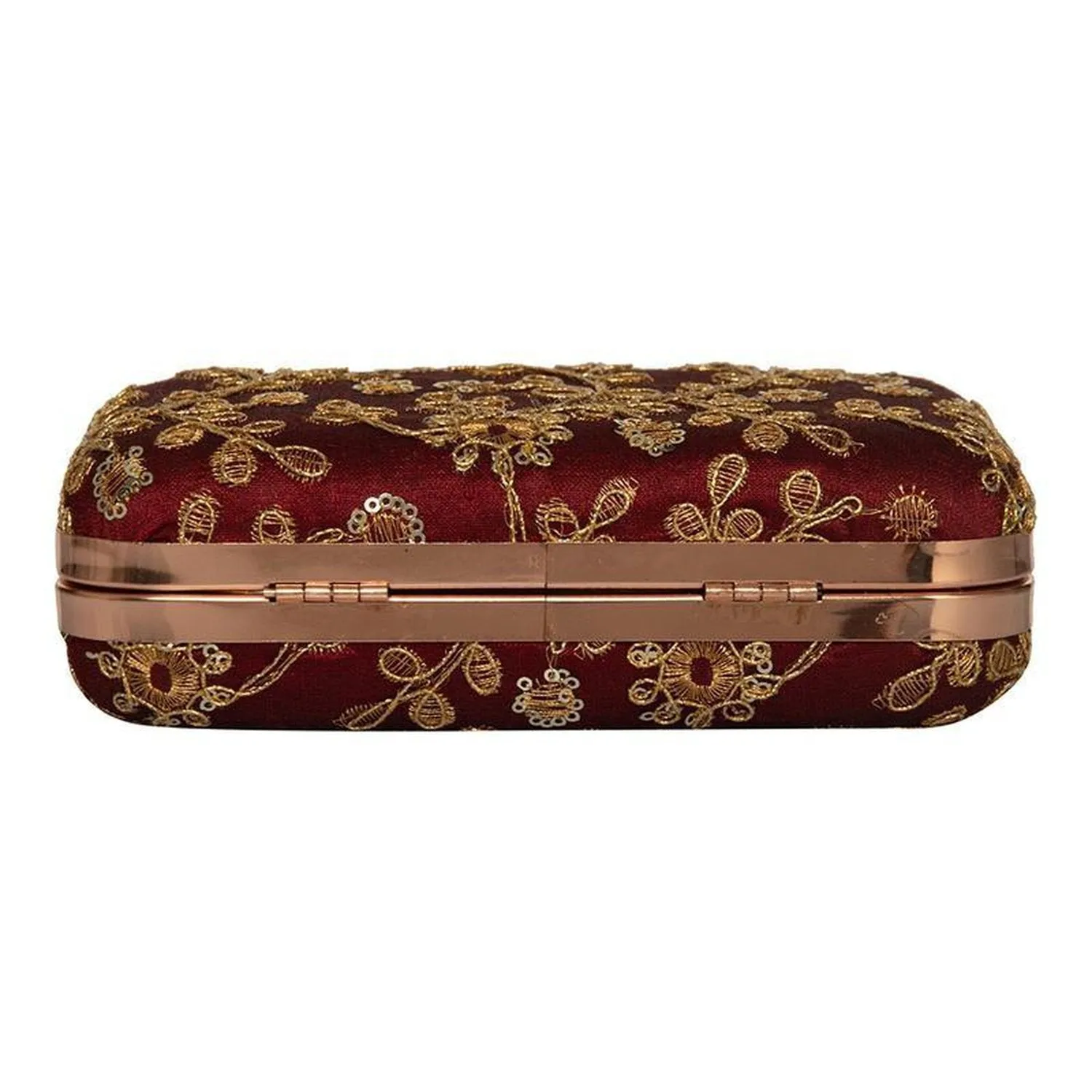 Women's Maroon Handcrafted Party wear Embroidered Clutch Purse